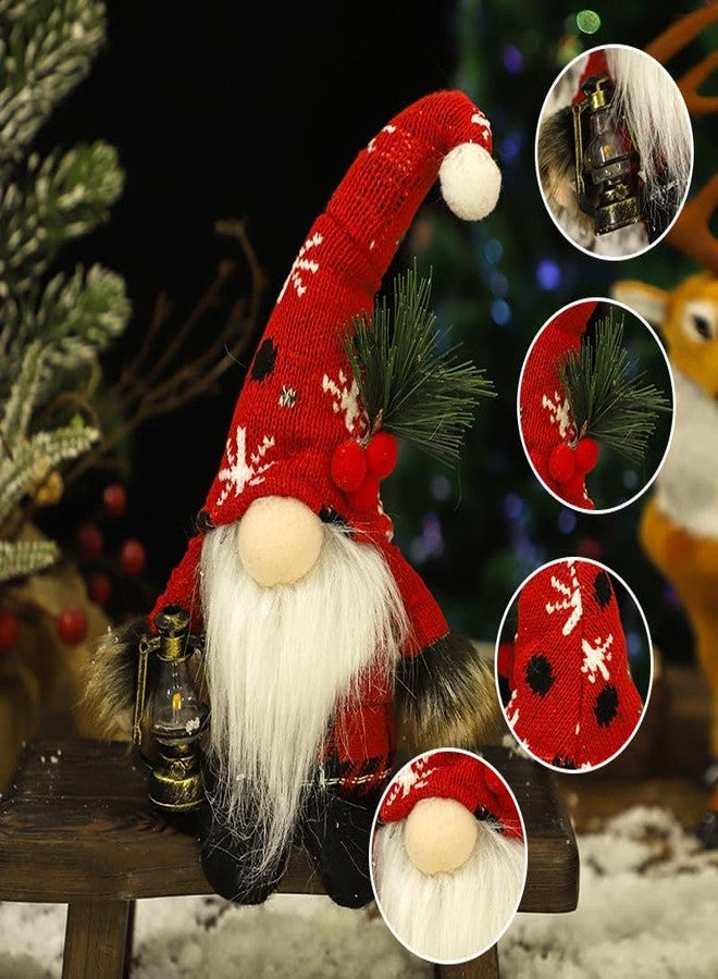 HEPOVER Christmas Gnome Decoration Plush with Gingerbread Pinecone Ponytail，Nordic Handmade Xmas Scandinavian Tomte，Resin Tree Centerpieces for Desk Shelf Fireplace Winter Holiday Christmas Decor - Image 2